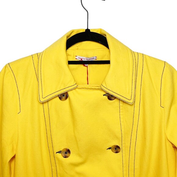 FRANCIS VALENTINE Double Breasted Cotton Trench Coat With Contrast Stitching - Picture 2 of 10